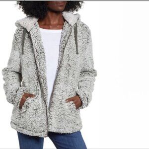 Thread + Supply grey sherpa zip fleece jacket Womens Size Large cozy warm lounge